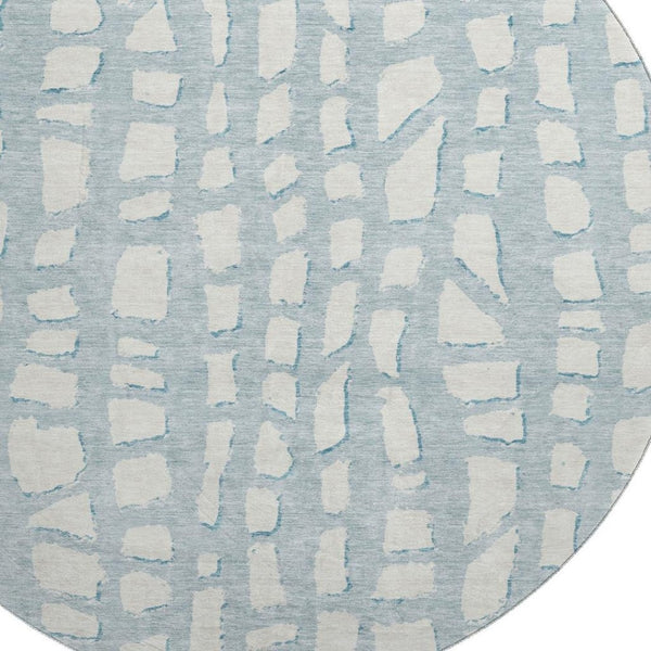 HomeRoots 8' Sky Blue Cobblestone Round Rug - Washable, UV Protected, Perfect for Busy Homes & Patios! 663392