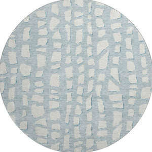 HomeRoots 8' Sky Blue Cobblestone Round Rug - Washable, UV Protected, Perfect for Busy Homes & Patios! 663392
