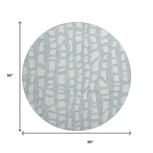 HomeRoots 8' Sky Blue Cobblestone Round Rug - Washable, UV Protected, Perfect for Busy Homes & Patios! 663392