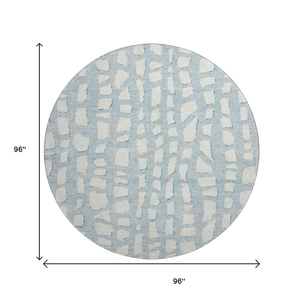 HomeRoots 8' Sky Blue Cobblestone Round Rug - Washable, UV Protected, Perfect for Busy Homes & Patios! 663392