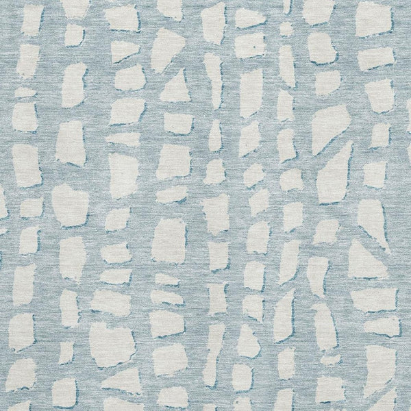 HomeRoots 8' X 10' Sky Blue & Ivory Cobblestone Washable Area Rug - UV Protected, Stain Resistant, Durable Decor 663393