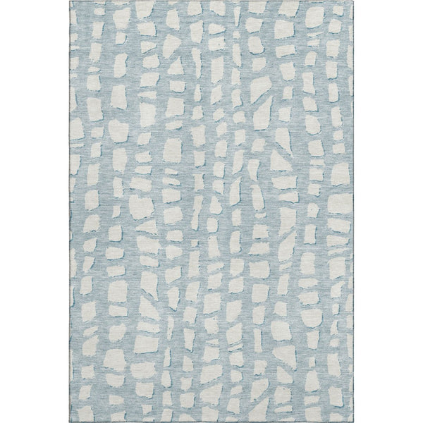 HomeRoots 10' Sky Blue & Ivory Cobblestone Washable Area Rug - Durable, UV Protected, Perfect for Family Spaces! 663395