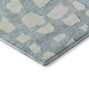 HomeRoots 10' Sky Blue & Ivory Cobblestone Washable Area Rug - Durable, UV Protected, Perfect for Family Spaces! 663395
