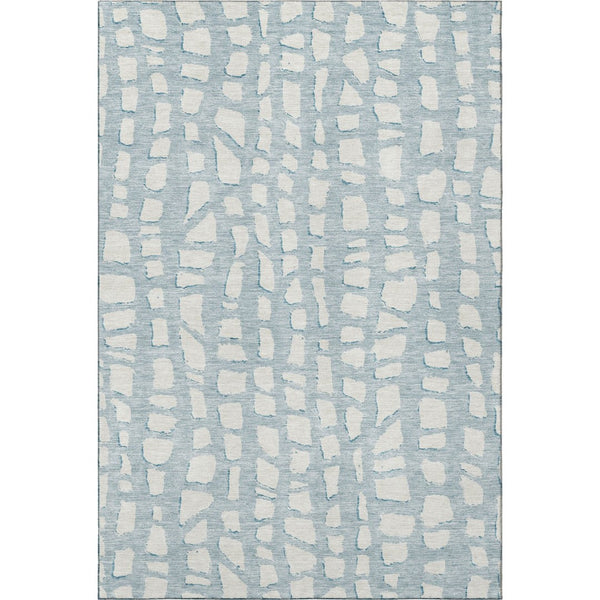 HomeRoots 10' Sky Blue & Ivory Cobblestone Washable Area Rug - Durable, UV Protected, Perfect for Family Spaces! 663395
