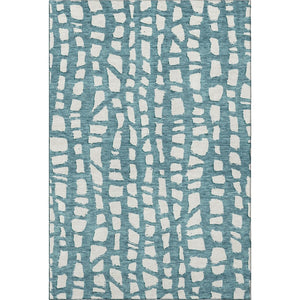 HomeRoots 5' X 8' Teal And Ivory Cobblestone Area Rug - Washable, UV-Protected, Stylish & Stain Resistant! 663397