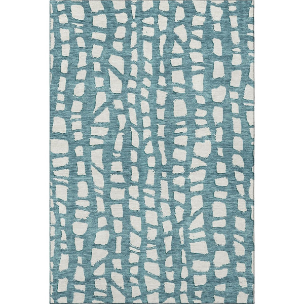 HomeRoots 5' X 8' Teal And Ivory Cobblestone Area Rug - Washable, UV-Protected, Stylish & Stain Resistant! 663397
