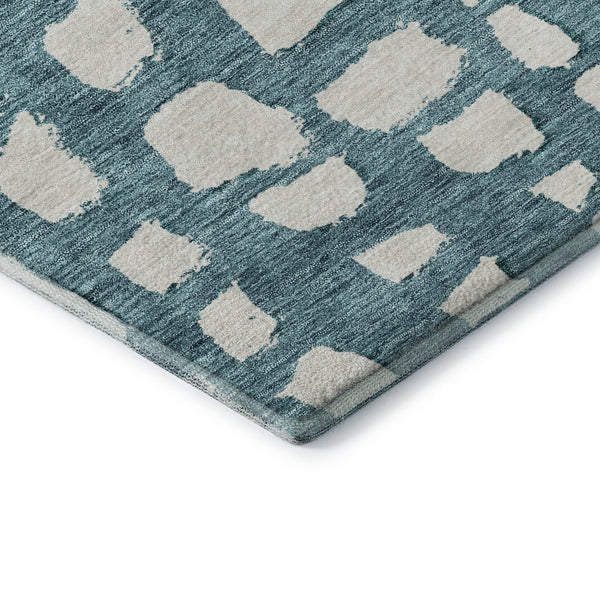 HomeRoots 8' Teal and Ivory Cobblestone Round Rug - Stain-Resistant, UV-Protected, Soft & Durable for Homes 663398