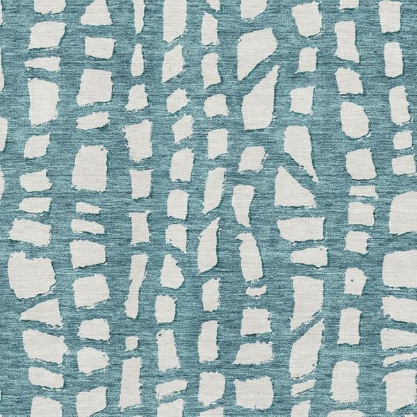 HomeRoots 8' X 10' Stylish Teal & Ivory Cobblestone Washable Area Rug with UV Protection for Family Spaces 663399