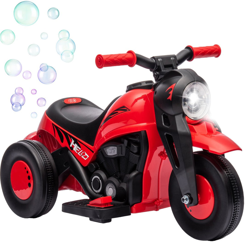 English Elm Qaba 6v Toddler Electric Motorbike with Bubble Machine Led Light and Music Red W2225P249813