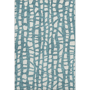 HomeRoots 9' X 12' Teal and Ivory Cobblestone Area Rug - Durable, Washable, UV-Protected for Indoor & Outdoor Use 663400