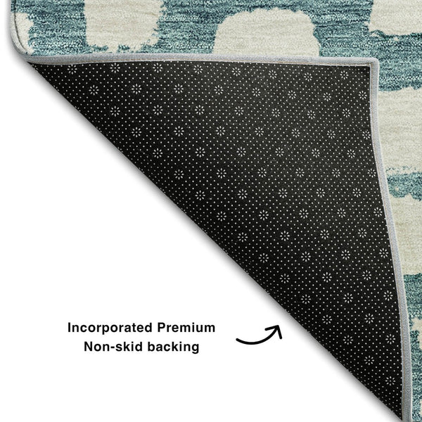 HomeRoots 9' X 12' Teal and Ivory Cobblestone Area Rug - Durable, Washable, UV-Protected for Indoor & Outdoor Use 663400