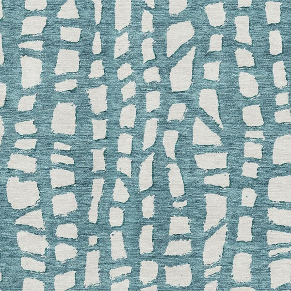 HomeRoots 9' X 12' Teal and Ivory Cobblestone Area Rug - Durable, Washable, UV-Protected for Indoor & Outdoor Use 663400