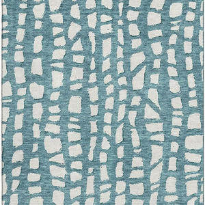 HomeRoots 9' X 12' Teal and Ivory Cobblestone Area Rug - Durable, Washable, UV-Protected for Indoor & Outdoor Use 663400