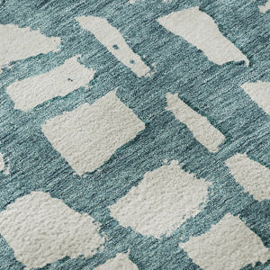 HomeRoots 10' X 14' Teal & Ivory Cobblestone Area Rug - Washable, UV-Protected, Stain-Resistant & Durable Design 663401