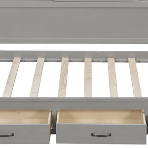 HomeRoots Gray Wood Twin Day Bed - Stylish Seating & Sleeping Solution with Built-In Storage Drawers 663402