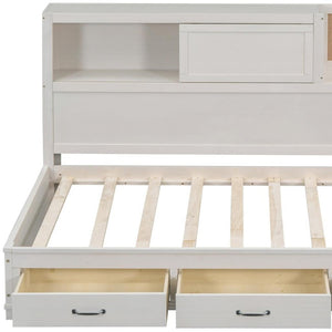 HomeRoots White Wood Twin Day Bed with Storage Drawers - Elegant, Versatile Design for Any Room, 450 lb Capacity 663403