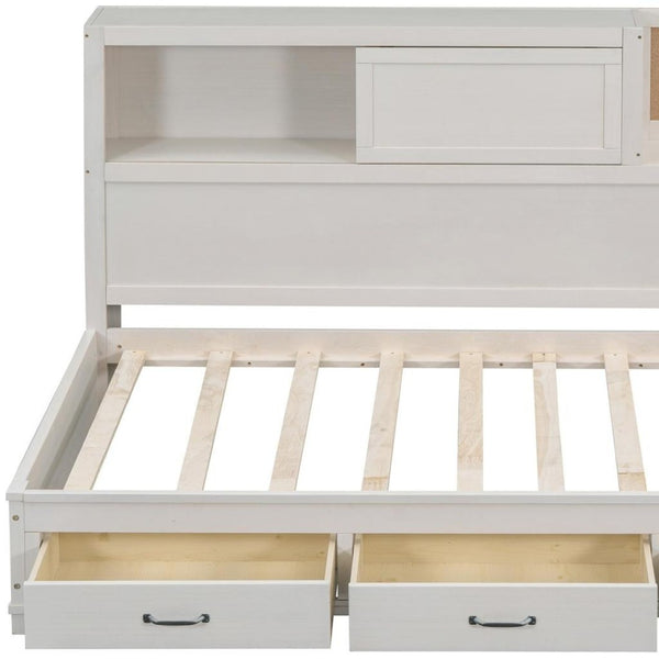 HomeRoots White Wood Twin Day Bed with Storage Drawers - Elegant, Versatile Design for Any Room, 450 lb Capacity 663403