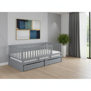 HomeRoots Gray Wood Twin Day Bed with Storage Drawers - Stylish, Functional, and Perfect for Any Room 663404