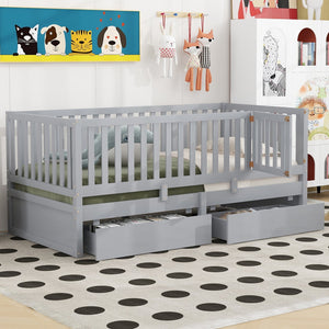 HomeRoots Gray Wood Twin Day Bed with Storage Drawers - Stylish, Functional, and Perfect for Any Room 663404