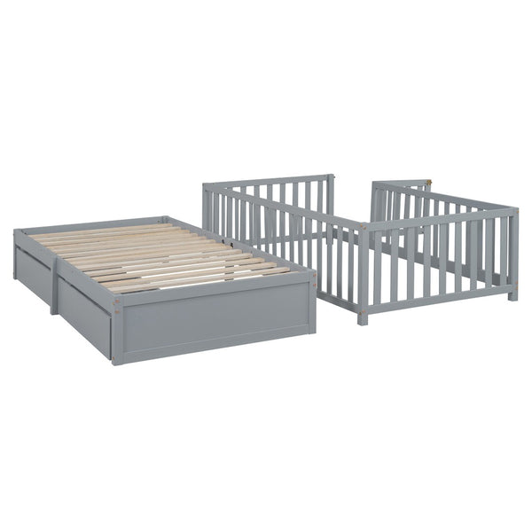 HomeRoots Gray Wood Twin Day Bed with Storage Drawers - Stylish, Functional, and Perfect for Any Room 663404