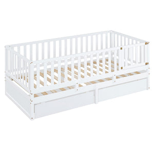 HomeRoots White Wood Twin Day Bed with Storage Drawers – Stylish Multi-Functional Seating & Sleeping Solution 663405