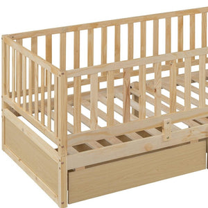 HomeRoots Natural Wood Twin Day Bed with Storage Drawers - Stylish Versatile Seating & Sleeping Solution 663406
