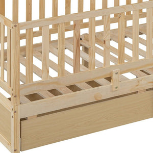 HomeRoots Natural Wood Twin Day Bed with Storage Drawers - Stylish Versatile Seating & Sleeping Solution 663406