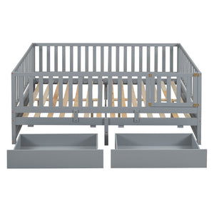 HomeRoots Gray Wood Full Day Bed with Convenient Drawers – Stylish Multi-Use Sofa & Guest Bed for Small Spaces 663407