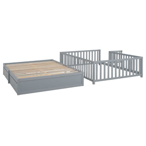 HomeRoots Gray Wood Full Day Bed with Convenient Drawers – Stylish Multi-Use Sofa & Guest Bed for Small Spaces 663407