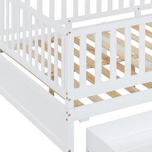 HomeRoots White Wood Full Day Bed with Storage Drawers – Elegant Design for Versatile Sleeping & Seating Needs 663408