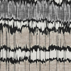 HomeRoots 5' X 8' Stylish Black, Silver, and Brown Striped Washable Area Rug with UV Protection for Homes 663417