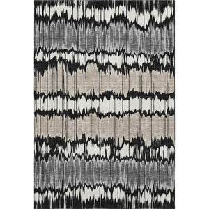 HomeRoots 8' X 10' Striped Area Rug in Black, Silver, and Brown - Washable, UV-Protected, Durable Design! 663419