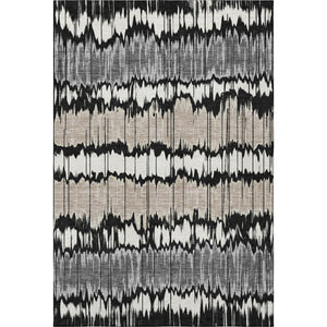 HomeRoots 10' Striped Washable Area Rug - Black, Silver & Brown with UV Protection for High-Traffic Spaces 663421
