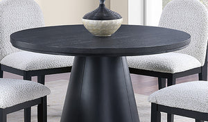English Elm 1pc Round Dining Table 48"Ø x 30"H Black Finish with Cone-Shaped Bent Wood Base Seats 4 Modern Centerpiece B011S01727