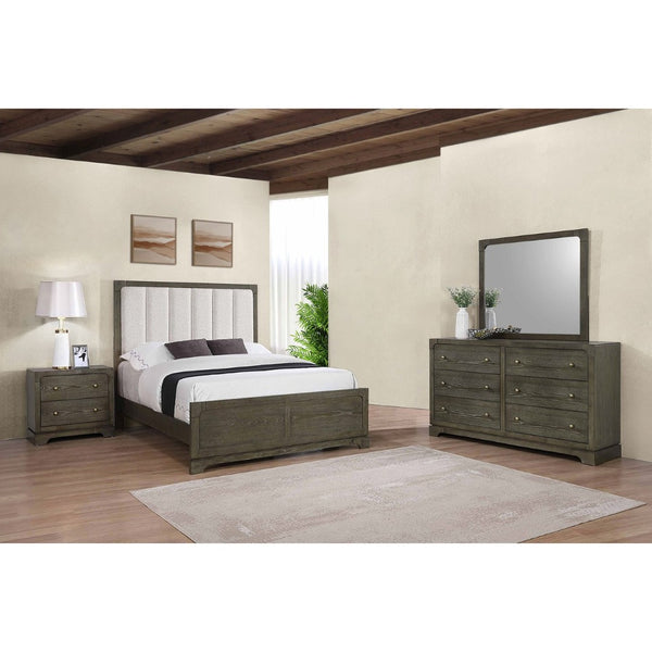 English Elm Lincoln Eastern King Bedroom Set with Led Headboard Two-tone Wood and White Panels B062S01540