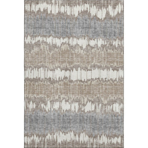 HomeRoots 8' X 10' Striped Washable Area Rug in Taupe, Ivory & Gray – Durable, UV Protected & Easy Care Design 663467