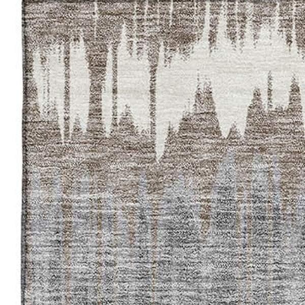 HomeRoots 8' X 10' Striped Washable Area Rug in Taupe, Ivory & Gray – Durable, UV Protected & Easy Care Design 663467