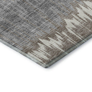 HomeRoots 9' X 12' Taupe Ivory Gray Striped Washable Area Rug - Stylish, Durable, UV Protected for Any Space 663468