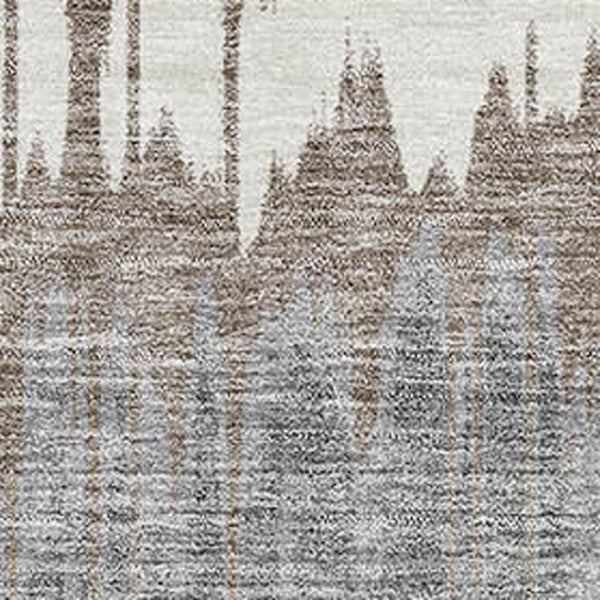 HomeRoots 9' X 12' Taupe Ivory Gray Striped Washable Area Rug - Stylish, Durable, UV Protected for Any Space 663468