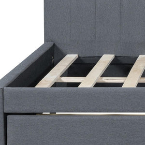 HomeRoots Gray Tufted Linen Day Bed with Drawers – Stylish, Space-Saving Solution for Comfort and Storage 663487