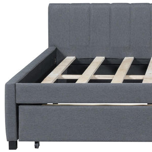 HomeRoots Gray Tufted Linen Day Bed with Drawers – Stylish, Space-Saving Solution for Comfort and Storage 663487