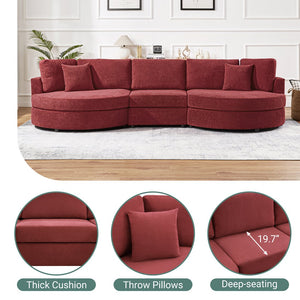 English Elm Christopher Knight Home® - 3-seater Curved Chenille Sofa with Plush 7.5" Seat Cushions and Two Pillows for Stylish Living Red N763S000020J