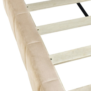 HomeRoots Beige Tufted Linen Day Bed - Stylish Upholstered Full Bed for Guest Rooms, Living Areas & Offices 663494