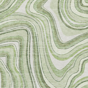 HomeRoots 5' X 8' Artichoke Green & Ivory Marble Area Rug - Washable, UV-Protected & Stain-Resistant Design 663496
