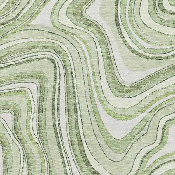HomeRoots 5' X 8' Artichoke Green & Ivory Marble Area Rug - Washable, UV-Protected & Stain-Resistant Design 663496