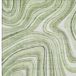 HomeRoots 8' X 10' Artichoke Green Ivory Marble Washable Area Rug with Stain Resistance & UV Protection 663498