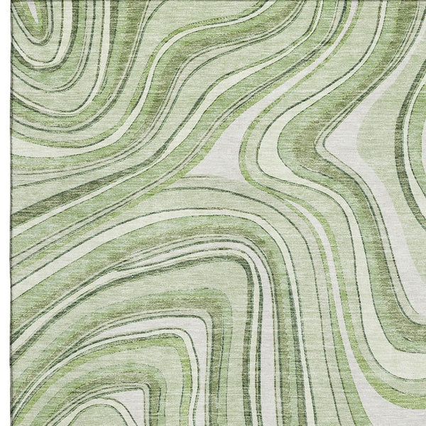 HomeRoots 8' X 10' Artichoke Green Ivory Marble Washable Area Rug with Stain Resistance & UV Protection 663498