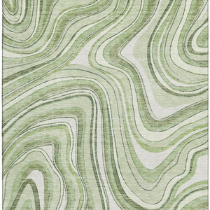 HomeRoots 8' X 10' Artichoke Green Ivory Marble Washable Area Rug with Stain Resistance & UV Protection 663498