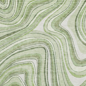 HomeRoots 9' X 12' Artichoke Green & Ivory Marble Washable Area Rug with UV Protection for Busy Homes 663499