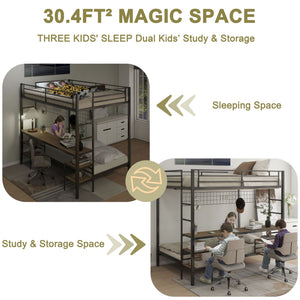 English Elm Ethan Full Over Twin Bunk Bed With Desk, Charging Station & Storage For Teens - Space-Saving Design! B083S00001